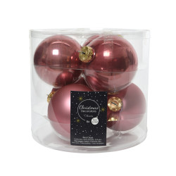 Boule de Noël Verre Vieux Rose Ø 8cm – Lot de 6 | DECORIS


