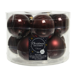 Boule de Noël Acajou Verre Ø 6cm – Lot 10 Pièces | DECORIS