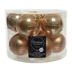 Boule de Noël en verre caramel Ø 6 cm — 10 pièces – Déco festive | DECORIS