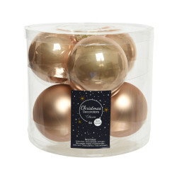 Boule de Noël en verre caramel Ø 8 cm, 6 pièces – Déco festive | DECORIS