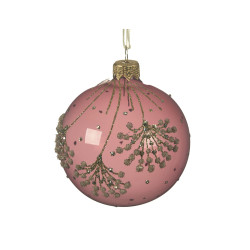 Boule de Noël verre vieux rose Ø 8 cm – Décoration festive | DECORIS
