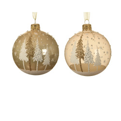 Boule de Noël Verre Sapins Perle Ø 8 cm – Déco Festive | DECORIS