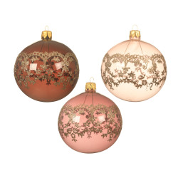Boule de Noël Verre Dentelle Ø 8 cm – Élégance Festive

