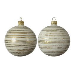 Boule de Noël Verre Rayures Laine 8cm – Déco Festive | DECORIS

