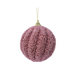 Boule de Noël pailletée vieux rose Ø 8 cm – Festive | DECORIS

