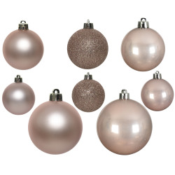 Boules de Noël Rose Poudré 26pcs – Déco Élégante | DECORIS

