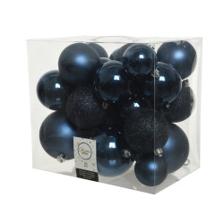 Boules de Noël Bleu Nuit 26pcs – Déco Festive | DECORIS

