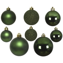 Boules de Noël vert pin — lot de 26 pièces — déco festive | DECORIS