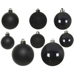 Boules de Noël Noires 26 pièces – Déco Élégante | DECORIS

