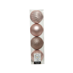 Boules de Noël Rose Poudré Ø 10cm 4pcs – Décoration Festive

