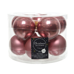 Boule de Noël Verre Vieux Rose Ø 6cm 10pcs – Déco Élégante | DECORIS
