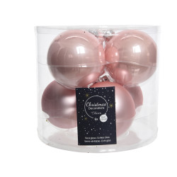 Boule de Noël Verre Rose Poudré Ø 8cm – Lot de 6 | DECORIS