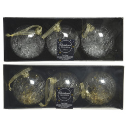 Boule de Noël en verre Ø 8 cm 3 pièces DECORIS
