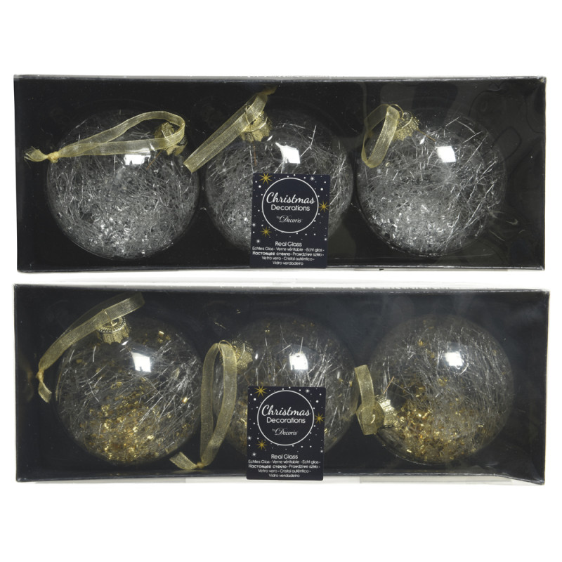 Boule de Noël en verre Ø 8 cm 3 pièces DECORIS
