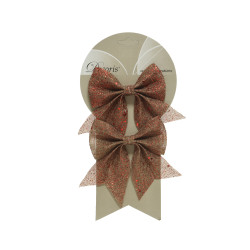 Noeud jute paillettes 2 pièces – Déco festive | DECORIS