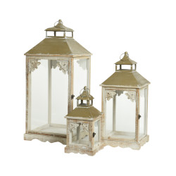 Lanterne Bois Blanchi 72,5cm – Déco Noël Élégante