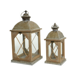 Set de lanternes bois 2 pièces DECORIS – Ambiance chaleureuse