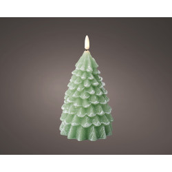 Bougie sapin vert LED Ø 9,5x19 cm – Ambiance festive | LUMINEO