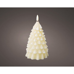 Bougie sapin crème LED Ø 9,5x19cm – Ambiance chaleureuse