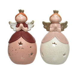 Photophore Ange Terre Cuite – Déco Noël Lumineuse | DECORIS