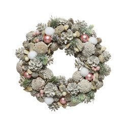 Couronne de Noël givrée Ø 34 cm – Déco festive | DECORIS