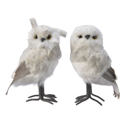 Chouette grise 12x14x23cm DECORIS – Déco Noël | DECORIS