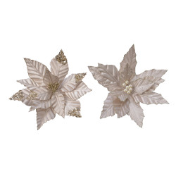 Poinsettia à clipser champagne Ø 30 cm – Déco festive

