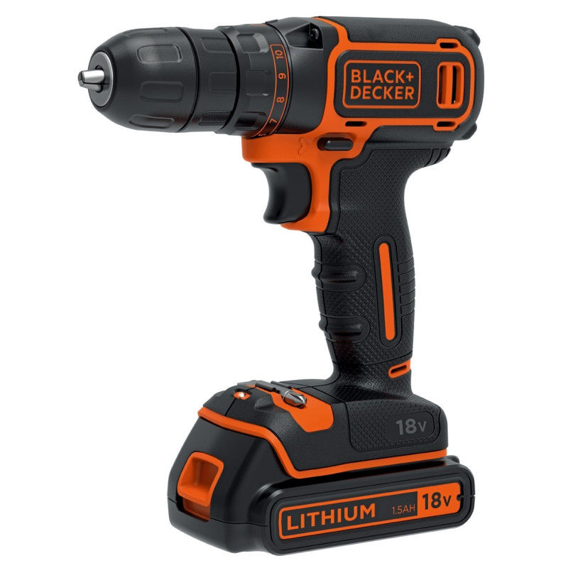 Perceuse-visseuse sans fil 18V avec chargeur et 2 batteries - BDCDC18KB-QW - BLACK+DECKER