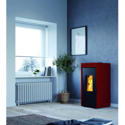 Poêle à pellets Hydro Teramo rouge 17 kW INVICTA
