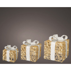 Set de cadeaux rotin LED LUMINEO – Éclat Doré | LUMINEO
