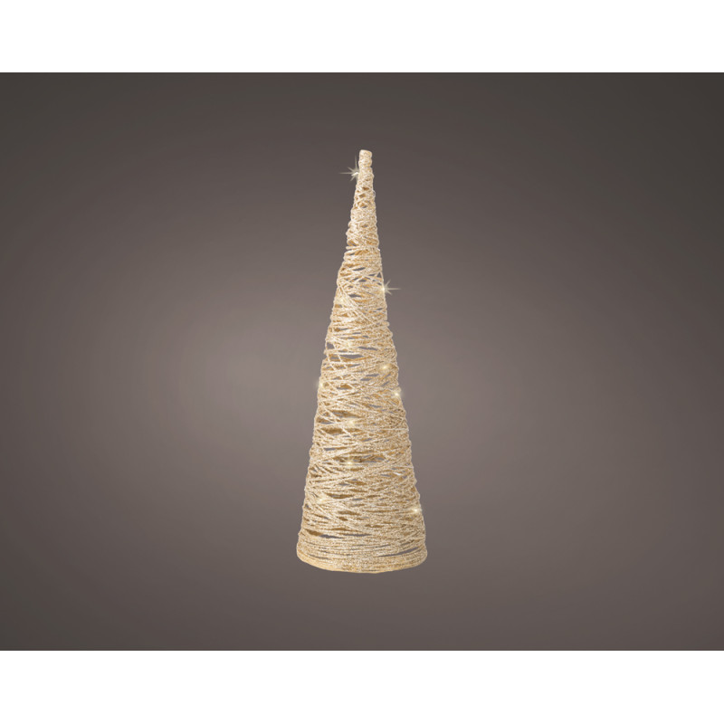 Cone papier doré LED blanc chaud – Déco Noël | LUMINEO

