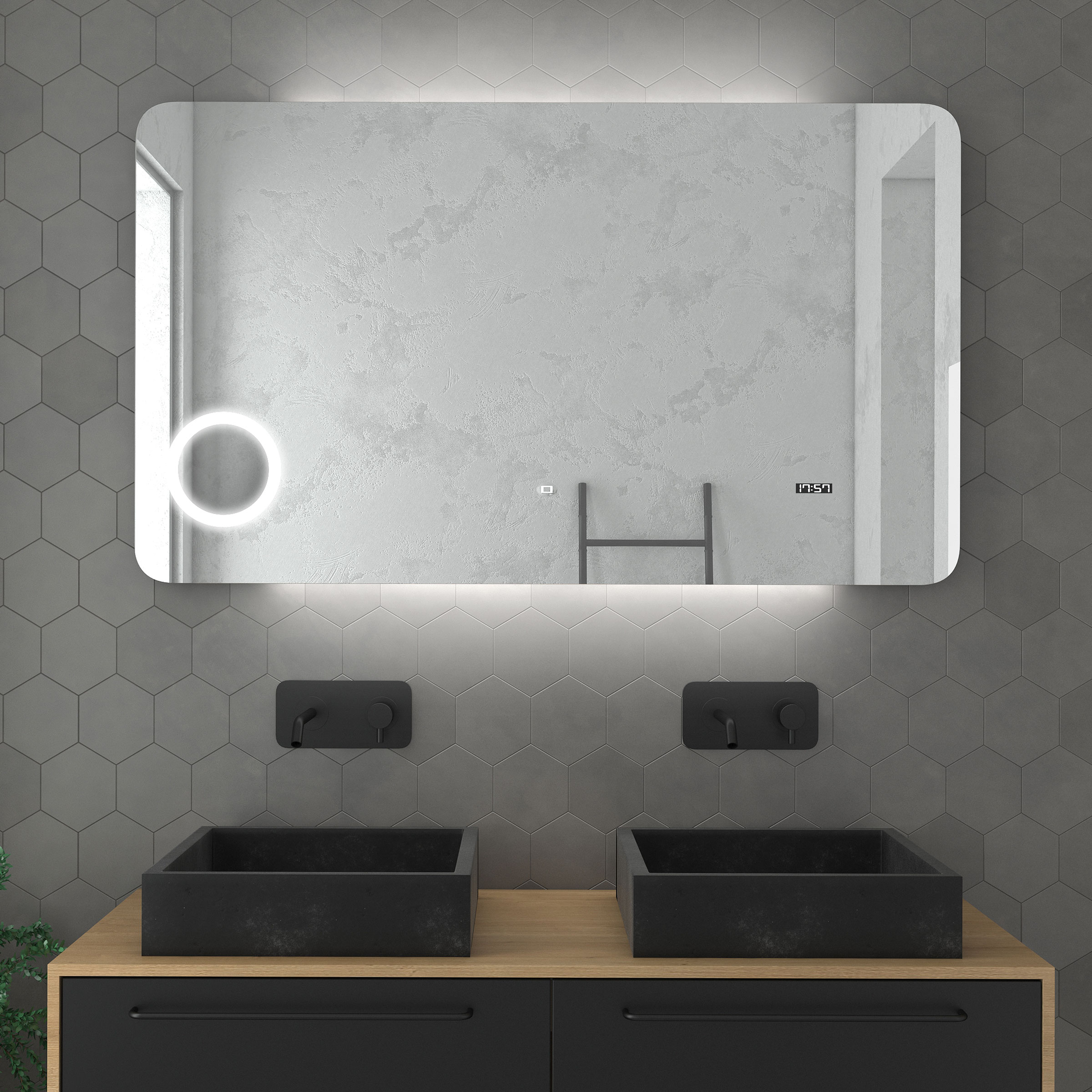 Miroir LED Silver Moon - 120x80 Cm - Gris Clair - Miroir salle de