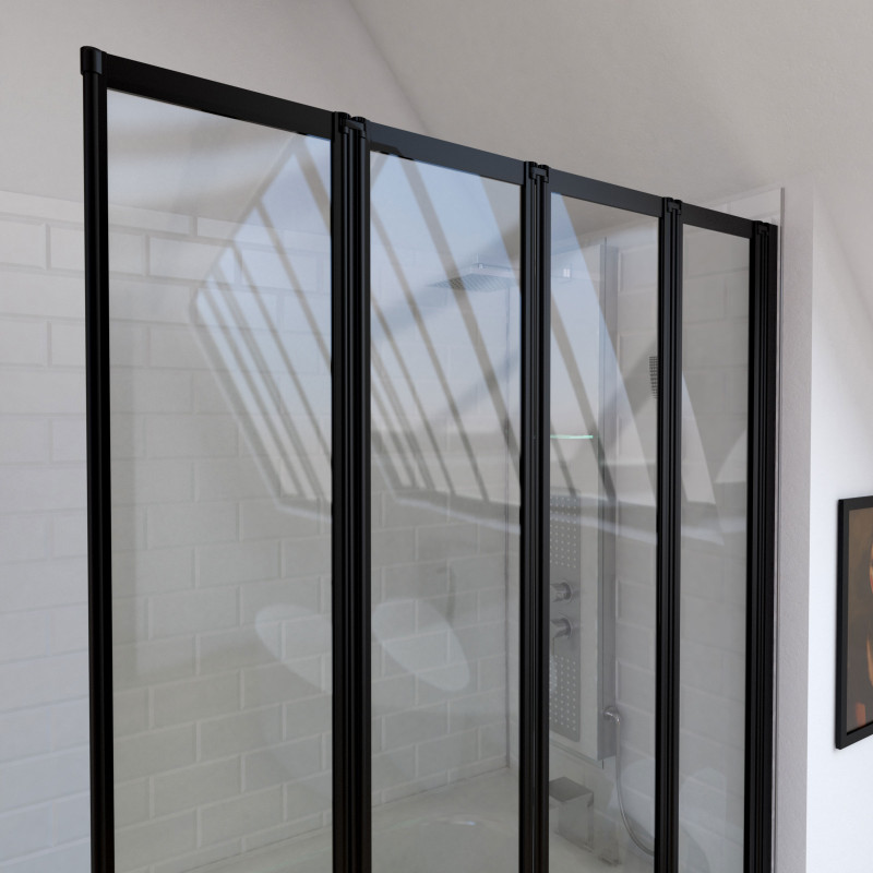 Paroi de baignoire Quatro noire 125 x 143 cm AURLANE