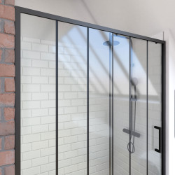 Porte de douche coulissante Factor X noire 120 x 200 cm AURLANE Porte de douche coulissante Factor X noire 120 x 200 cm AURLANE