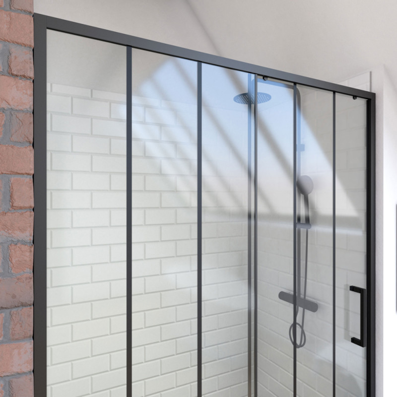 Porte de douche coulissante Factor X noire 120 x 200 cm AURLANE Porte de douche coulissante Factor X noire 120 x 200 cm AURLANE