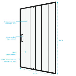 Porte de douche coulissante Factor X noire 120 x 200 cm AURLANE Porte de douche coulissante Factor X noire 120 x 200 cm AURLANE
