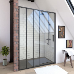 Porte de douche coulissante Factor X noire 120 x 200 cm AURLANE Porte de douche coulissante Factor X noire 120 x 200 cm AURLANE