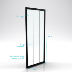 Paroi de retour fixe Factor X noir 80 x 200 cm AURLANE Paroi de retour fixe Factor X noir 80 x 200 cm AURLANE