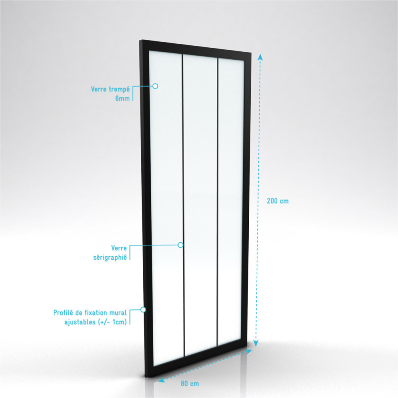 Paroi de retour fixe Factor X noir 80 x 200 cm AURLANE Paroi de retour fixe Factor X noir 80 x 200 cm AURLANE