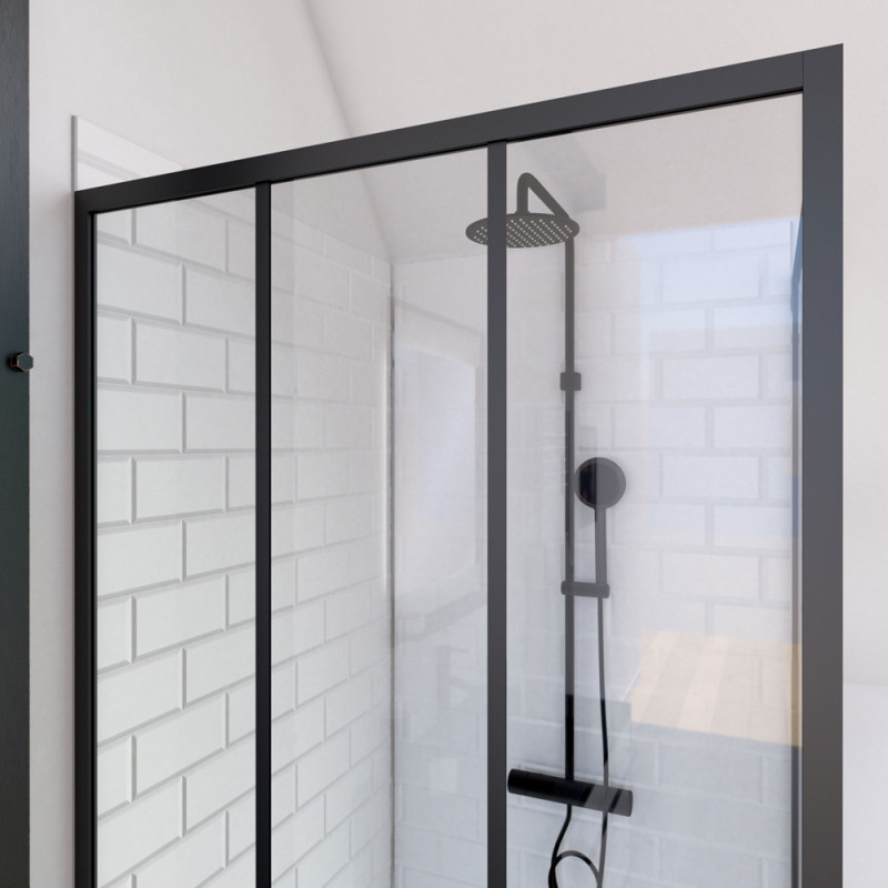 Paroi de retour fixe Factor X noir 80 x 200 cm AURLANE Paroi de retour fixe Factor X noir 80 x 200 cm AURLANE