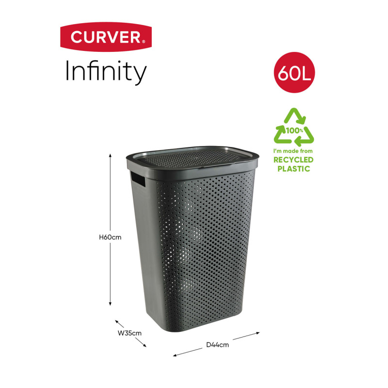 Panier à linge Infinity Dots anthracite 60 L CURVER