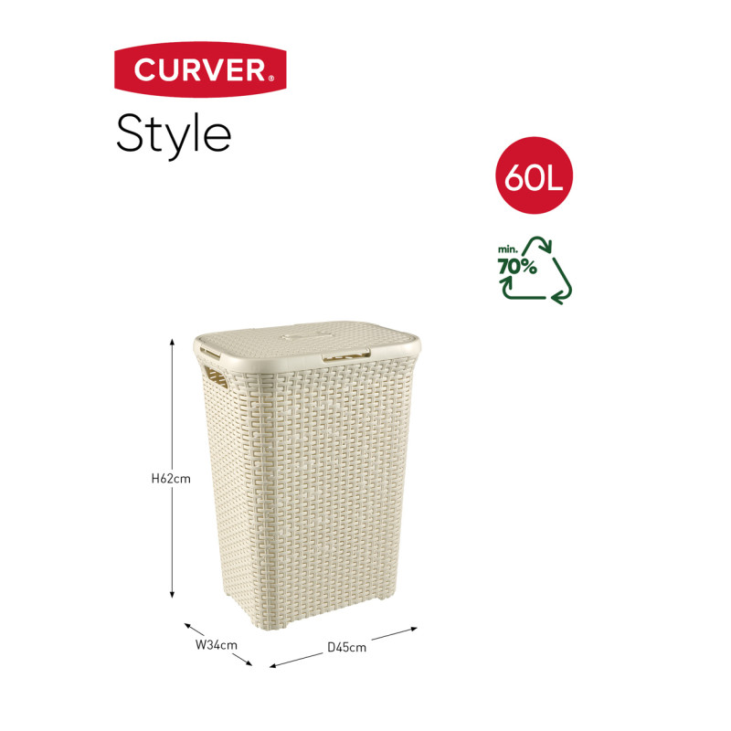 Panier à linge Style blanc vintage 60 L CURVER