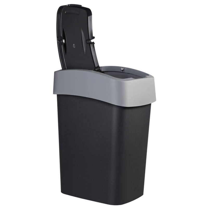 Poubelle Flip Bin noir et gris clair 9 L CURVER