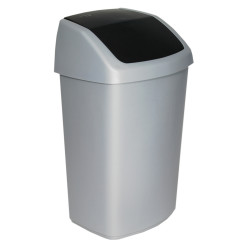 Poubelle Swing argent et anthracite 50 L CURVER