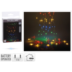 Guirlande intérieure argentée Cascade 160 LED multicouleur