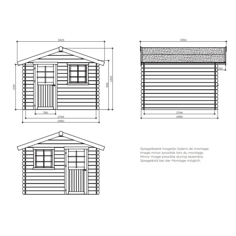 Abri de jardin en bois Sologne 28 mm 2,98 x 2,98 m | SOLID