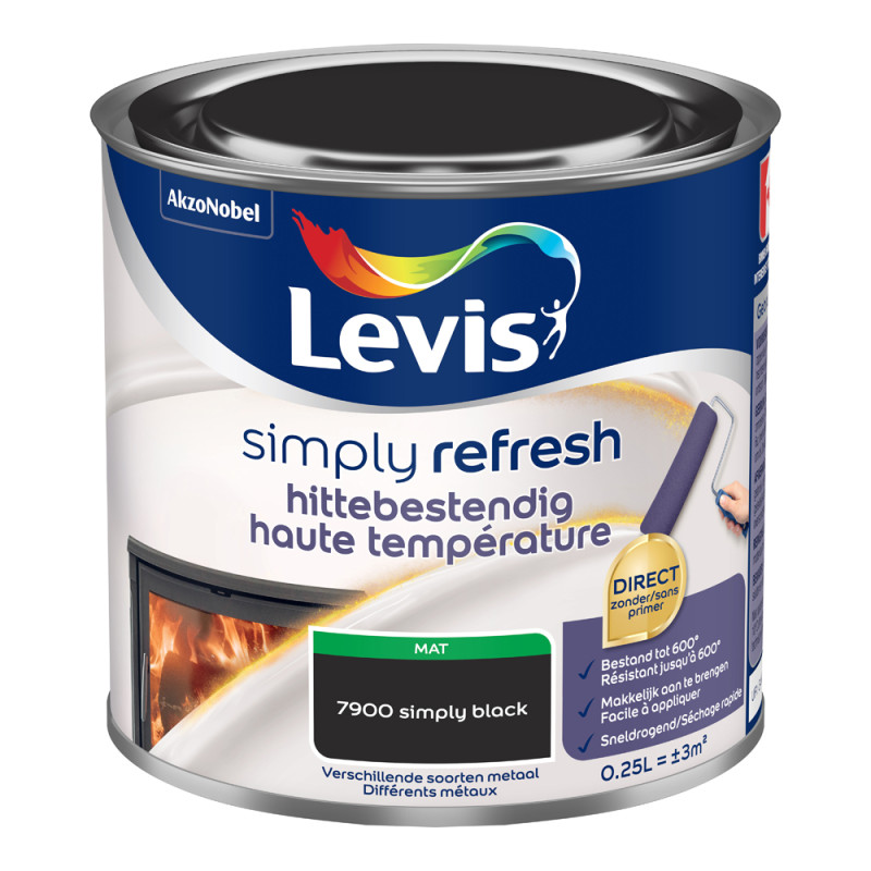 Peinture haute température Simply Refresh noir mat 0,25 L LEVIS