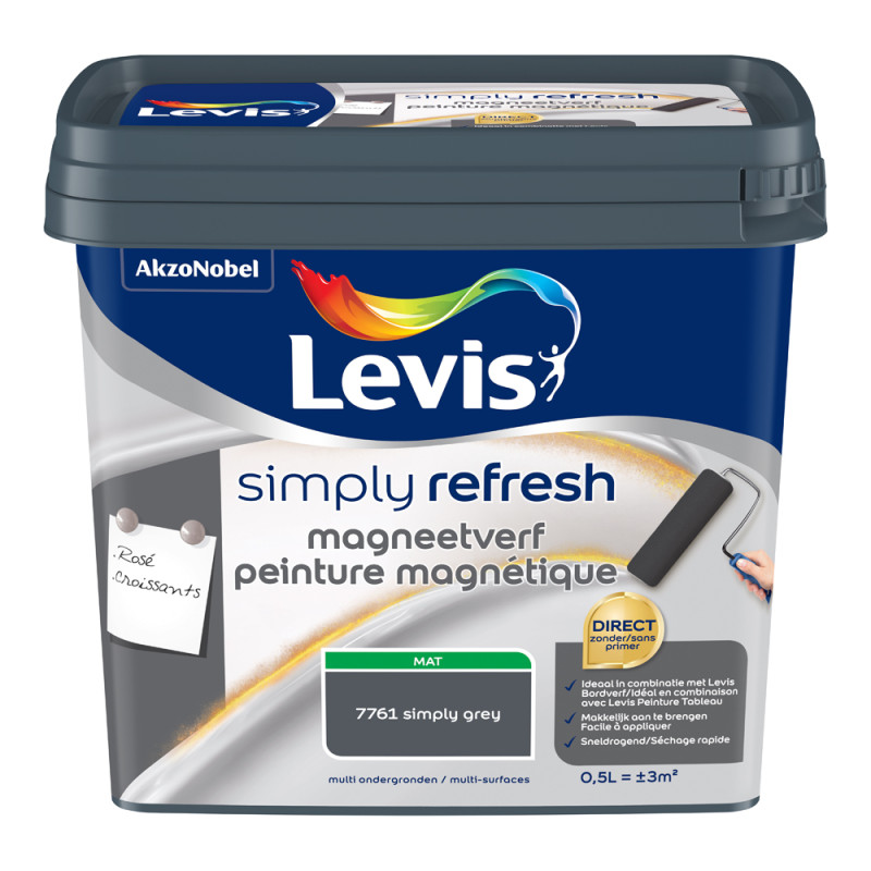 Peinture magnétique Simply Refresh gris 0,5 L LEVIS