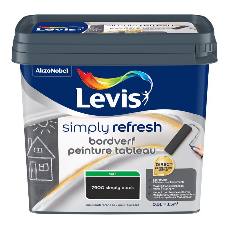 Peinture tableau Simply Refresh noir mat 0,5 L LEVIS