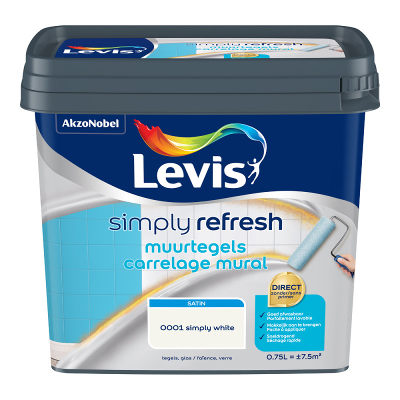 Peinture pour carrelage mural Simply Refresh blanc satin 0,75 L LEVIS